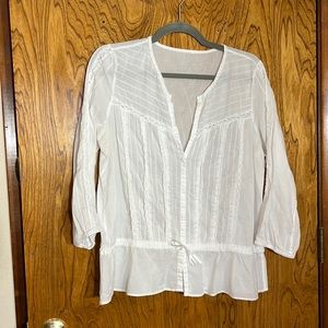 Pretty white cotton lace peasant blouse